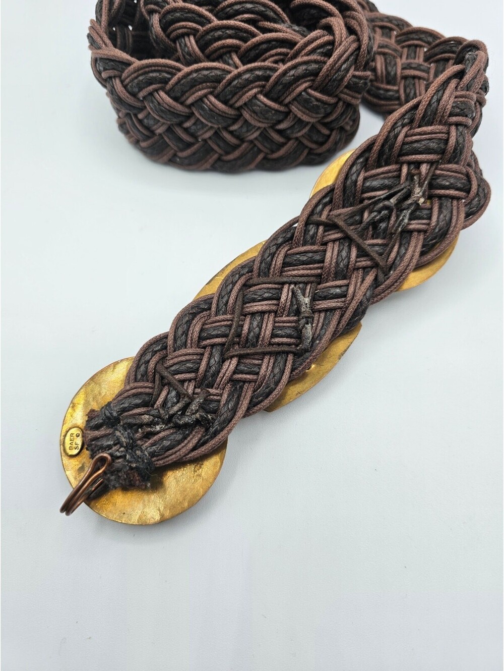 Vintage Marjorie Baer San Francisco Artisan Mixed Metal/Black Woven Belt Sz S - Picture 3 of 5